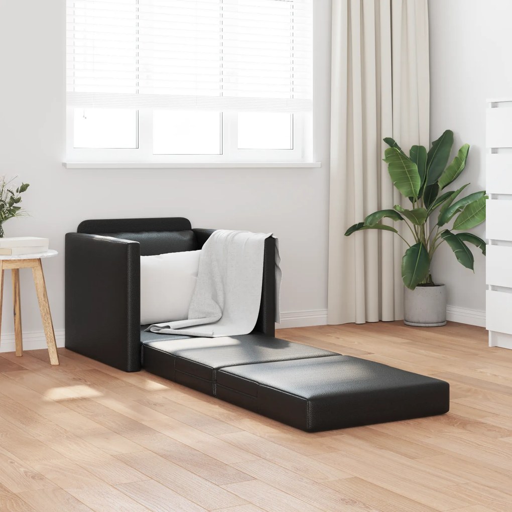 vidaXL Πολυθρόνα-Καναπές 2 σε 1 Μαύρη 74x77x81 εκ. από Τεχνητό Δέρμα