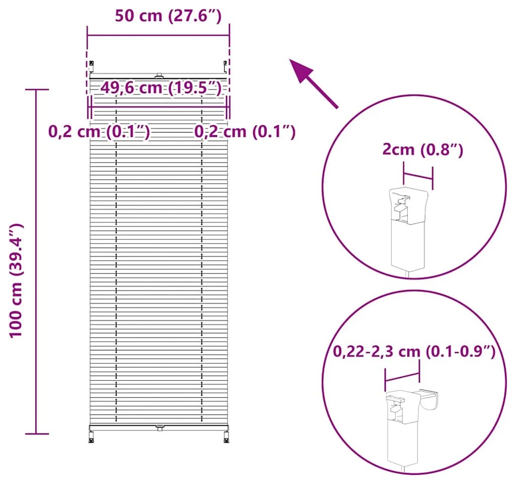 Πλισέ ρόλερ σκίασης 50x150cm Κρεμ 240623