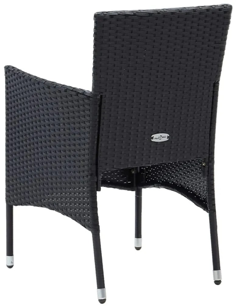 vidaXL Σετ Τραπεζαρίας Κήπου 7 τεμ. Μαύρο Συνθετικό Ρατάν με Μαξιλάρια