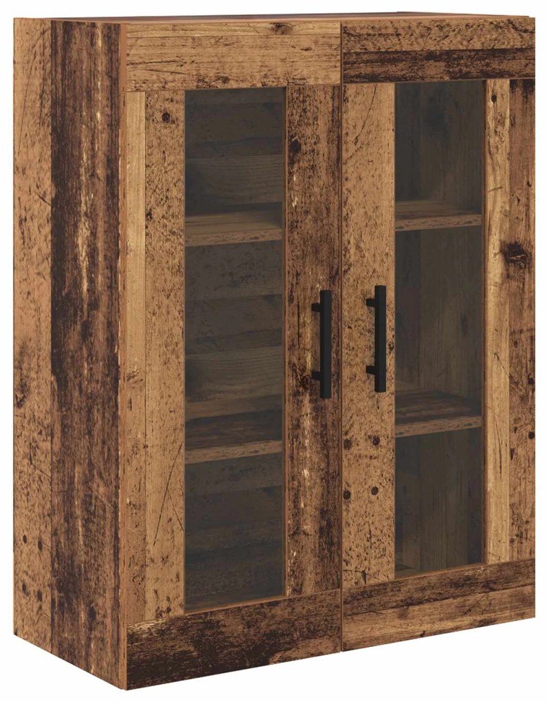 vidaXL Highboard με συρτάρι 2 pcs Παλιό Ξύλο Σύνθετο Ξύλο και Γυαλί