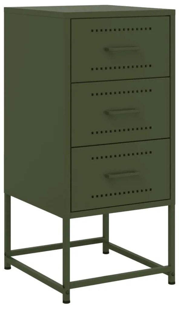 vidaXL Κομοδίνο Πράσινο Λαδί 36x39x78 εκ. από Χάλυβα