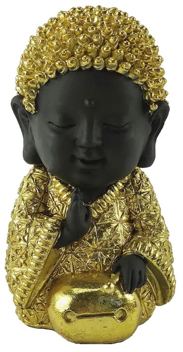 BABY BUDDHA 3 DECO ΒΟΥΔΑΣ POLYRESIN ΧΡΥΣΟ ΜΑΥΡΟ 11,7x10,2xH16,7cm - 022124 - 022124