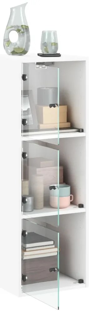 vidaXL Ντουλάπι Τοίχου Λευκό 35x37x100 εκ. με Γυάλινες Πόρτες