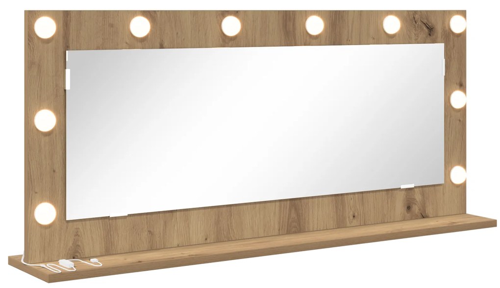 vidaXL Καθρέφτης Vanity  με φώτα LED Artisan Oak 100x45x18 εκ.