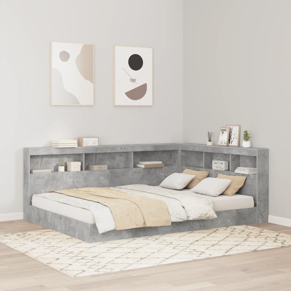 vidaXL Κεφαλάρι Αποθήκης Γκρι σκυροδέματος 135 cm Επεξεργασμένο ξύλο