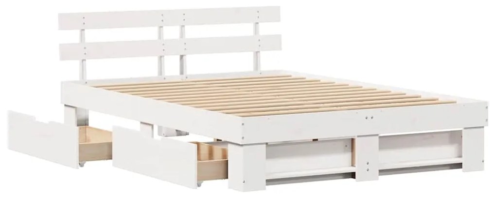 vidaXL Σκελετός Κρεβατιού Λευκό 150 x 200 cm Μασίφ ξύλο πεύκου