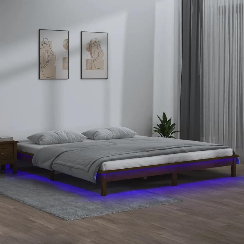 Πλαίσιο Κρεβατιού με LED Μελί 200 x 200 εκ. από Μασίφ Ξύλο