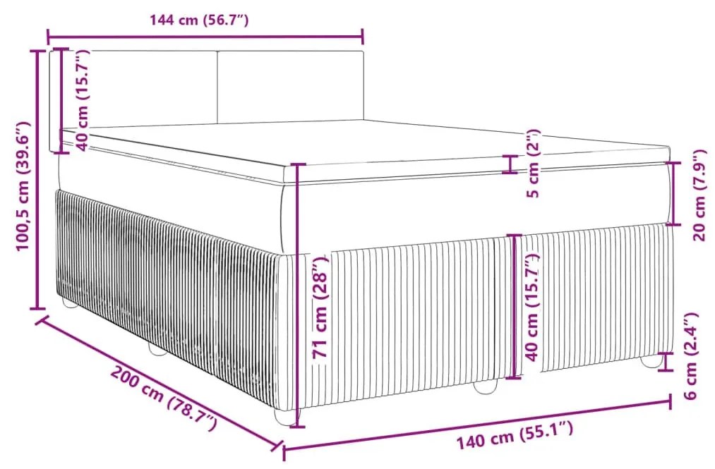 Κρεβάτι Boxspring με Στρώμα Μαύρο 140x200 εκ. Βελούδινο - Μαύρο