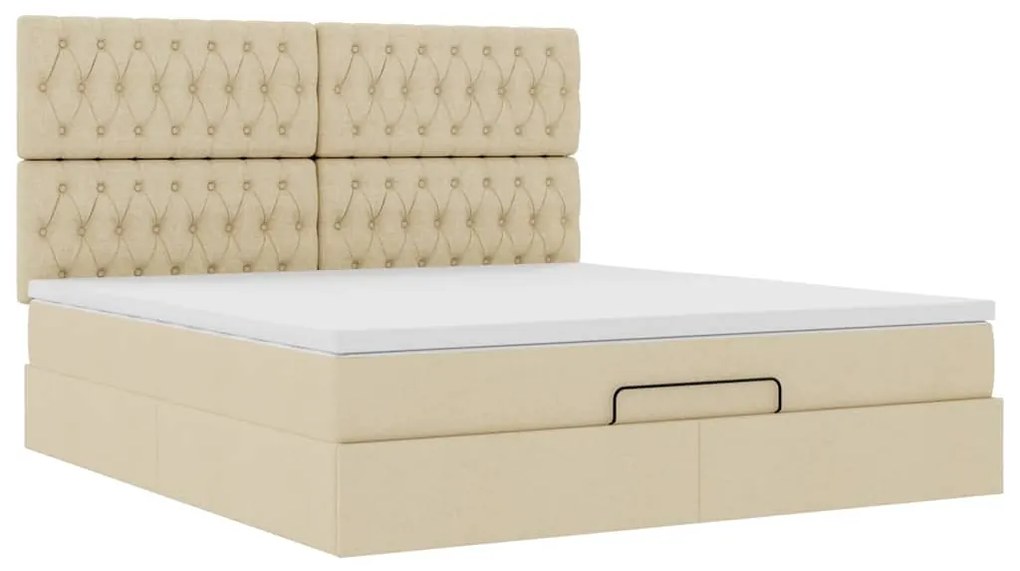 vidaXL Οθωμανικό κρεβάτι με στρώμα Cream 180x200cm ύφασμα