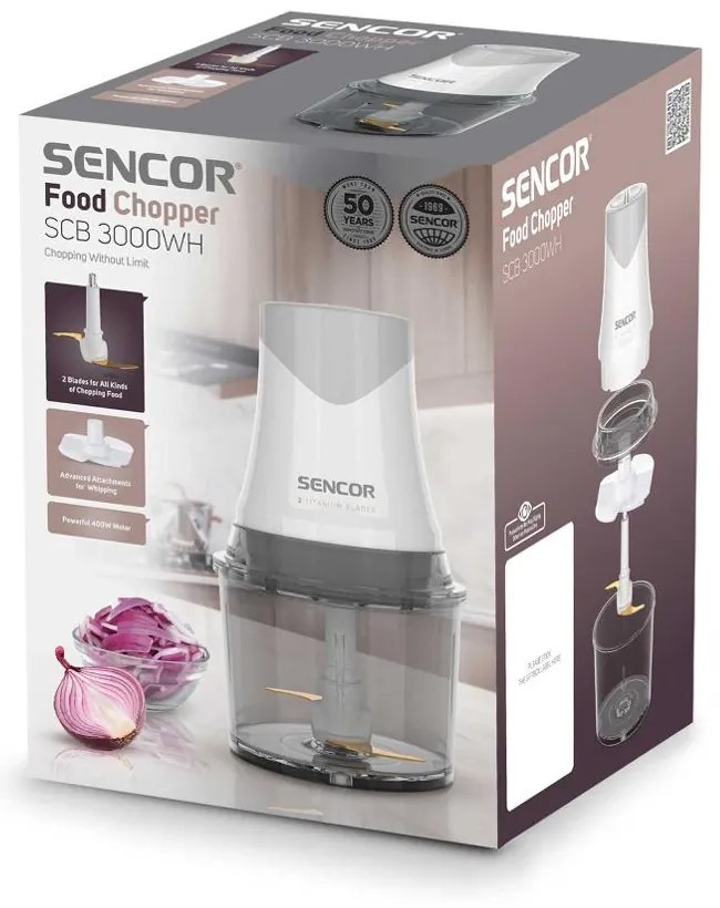 Πολυκόπτης Multi Sencor SCB 3000WH 400W με Δοχείο 1L και Διπλές Λεπίδες