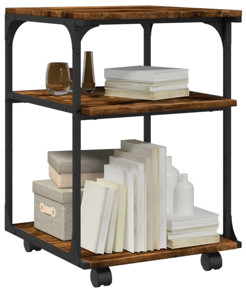 vidaXL Βάση Εκτυπωτή 3 Επιπέδων Καπνιστή Δρυς 43x48x64 εκ Επεξ. Ξύλο