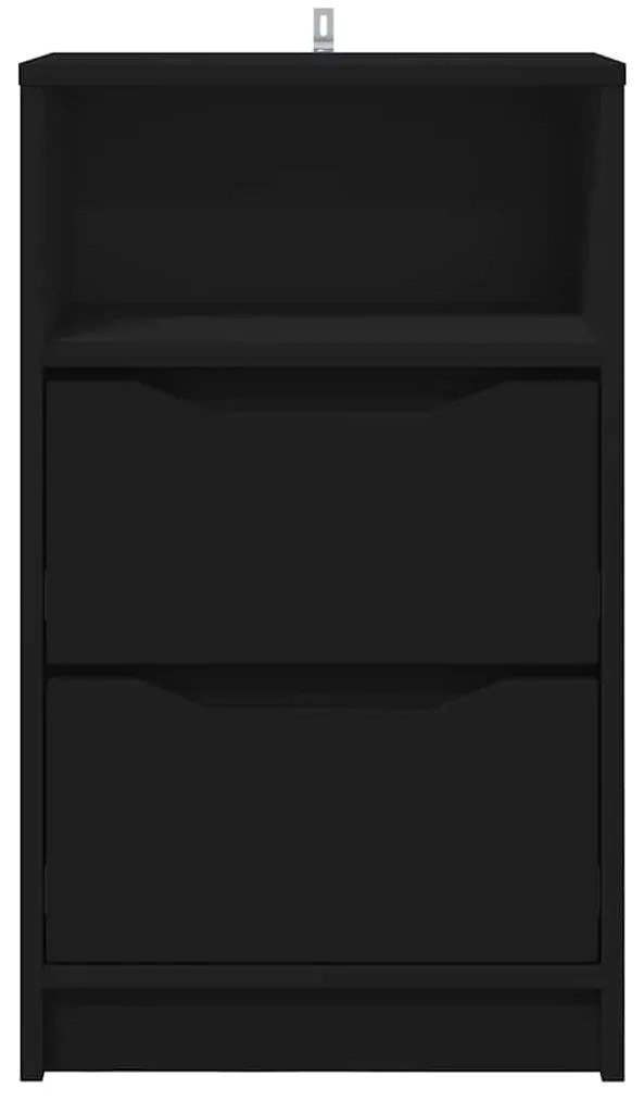 vidaXL Κομοδίνο με συρτάρι Μαύρο 40 x 30 x 467 εκ Επεξεργασμένο ξύλο