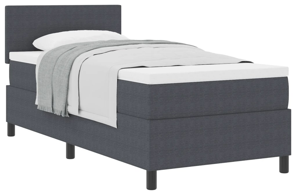 vidaXL Κρεβάτι Box Spring με Στρώμα Σκούρο Γκρι 100x200 εκ. Βελούδο