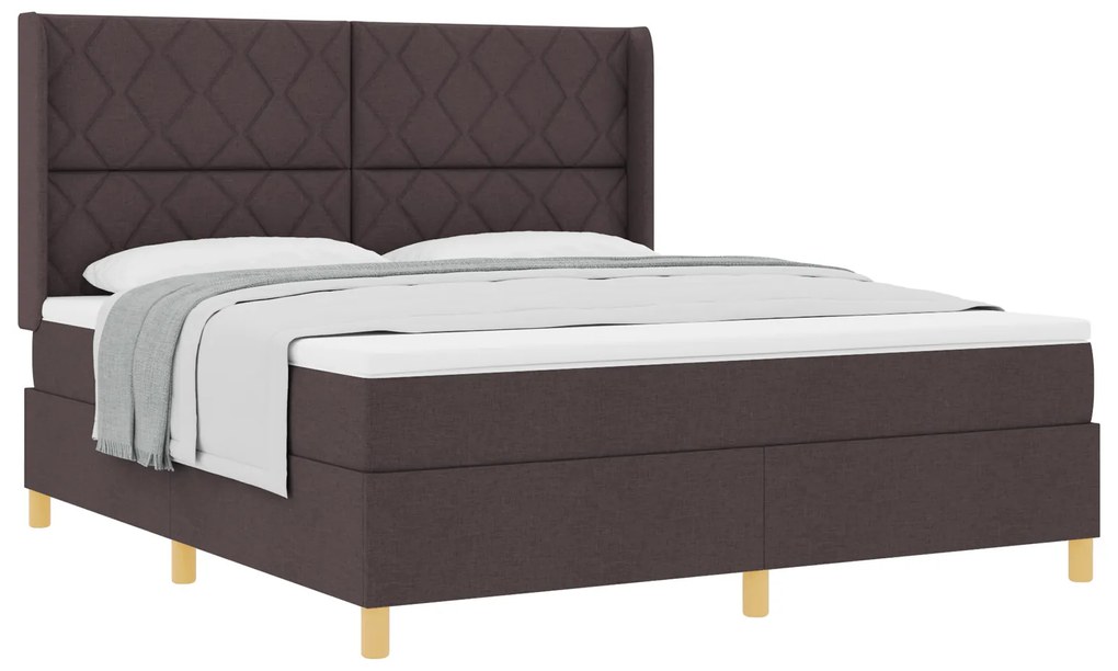 vidaXL Κρεβάτι με Στρώμα Dark Brown 180x200 cm Ύφασμα