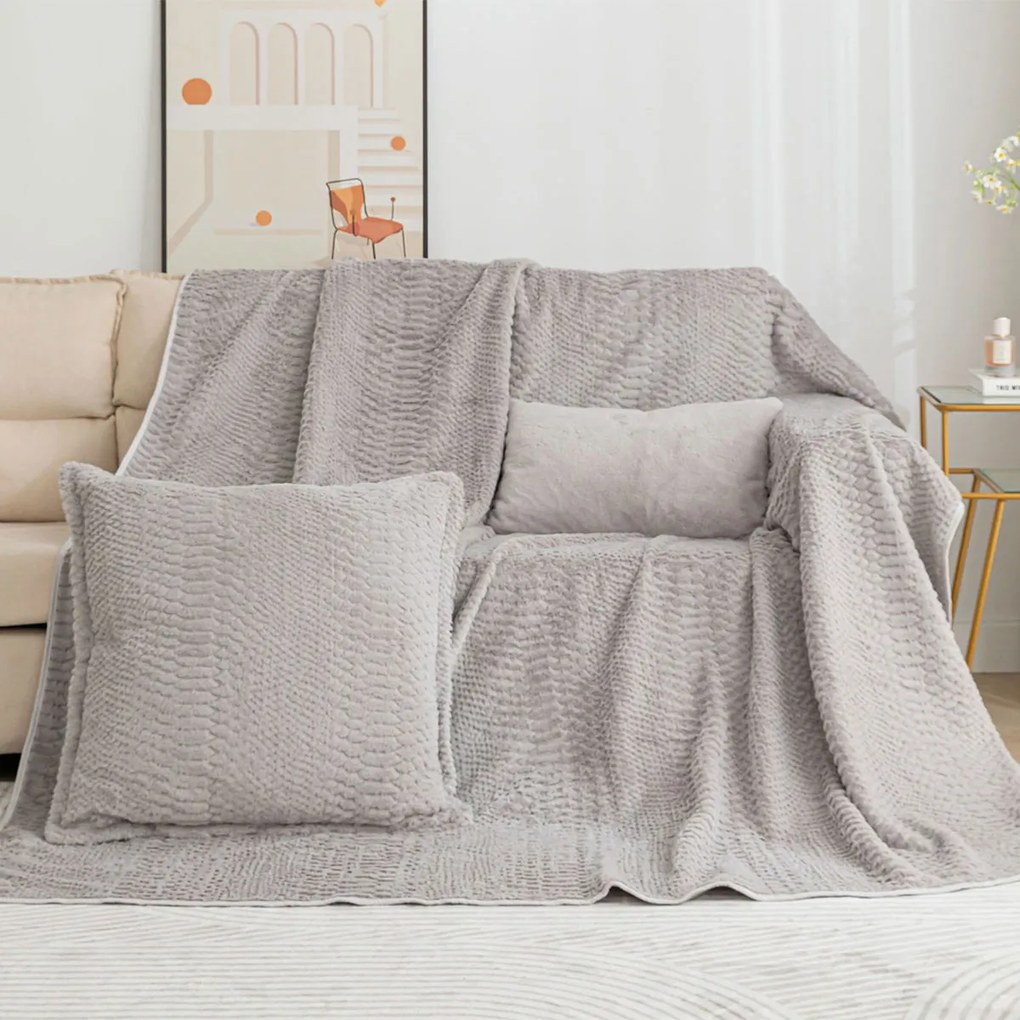 Γούνινο Ριχτάρι Διθέσιου Καναπέ (180x250) Silk Fashion NX201 L.Grey