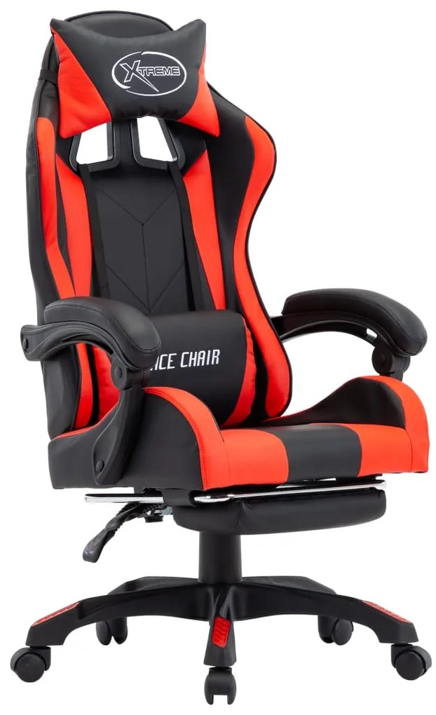 vidaXL Καρέκλα Racing με Υποπόδιο Κόκκινη/Μαύρη από Συνθετικό Δέρμα