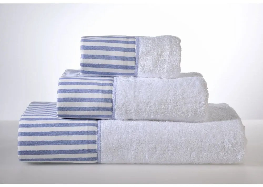 Πετσέτες Porcelain Stripe 810 (3τμχ) White-Blue Down Town Σετ Πετσέτες 100x150cm Bamboo, Cotton