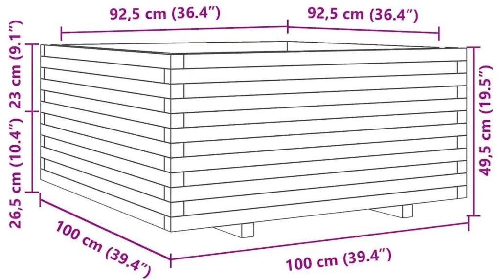 Ζαρντινιέρα Κήπου 100x100x49,5 εκ. από Εμποτισμένο Ξύλο Πεύκου - Καφέ