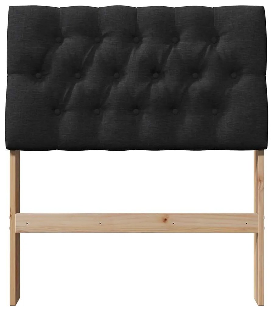 vidaXL Ταπετσαρισμένο κεφαλάρι Μαύρο 80 cm Στερεά ξυλεία πεύκου