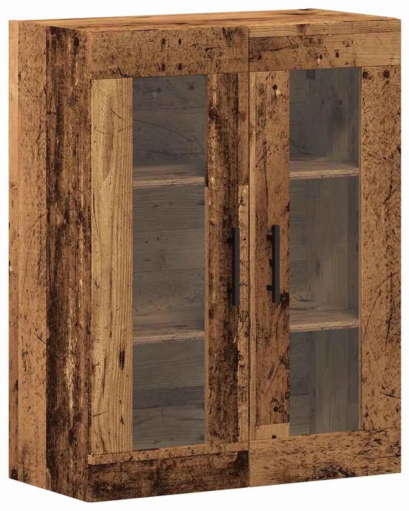 vidaXL Highboard με συρτάρι 2 pcs Παλιό Ξύλο Σύνθετο Ξύλο και Γυαλί