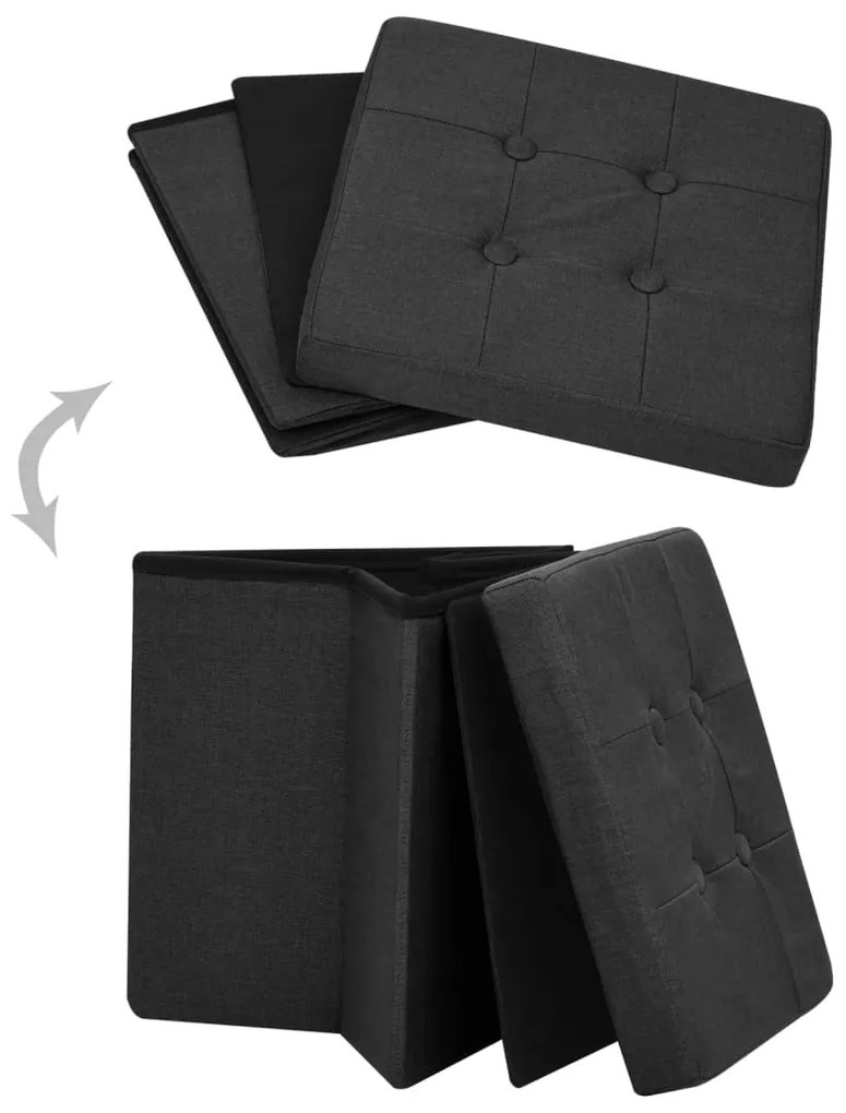 vidaXL Πτυσσόμενο Σκαμπό Αποθήκευσης Μαύρο από Συνθετικό Λινό