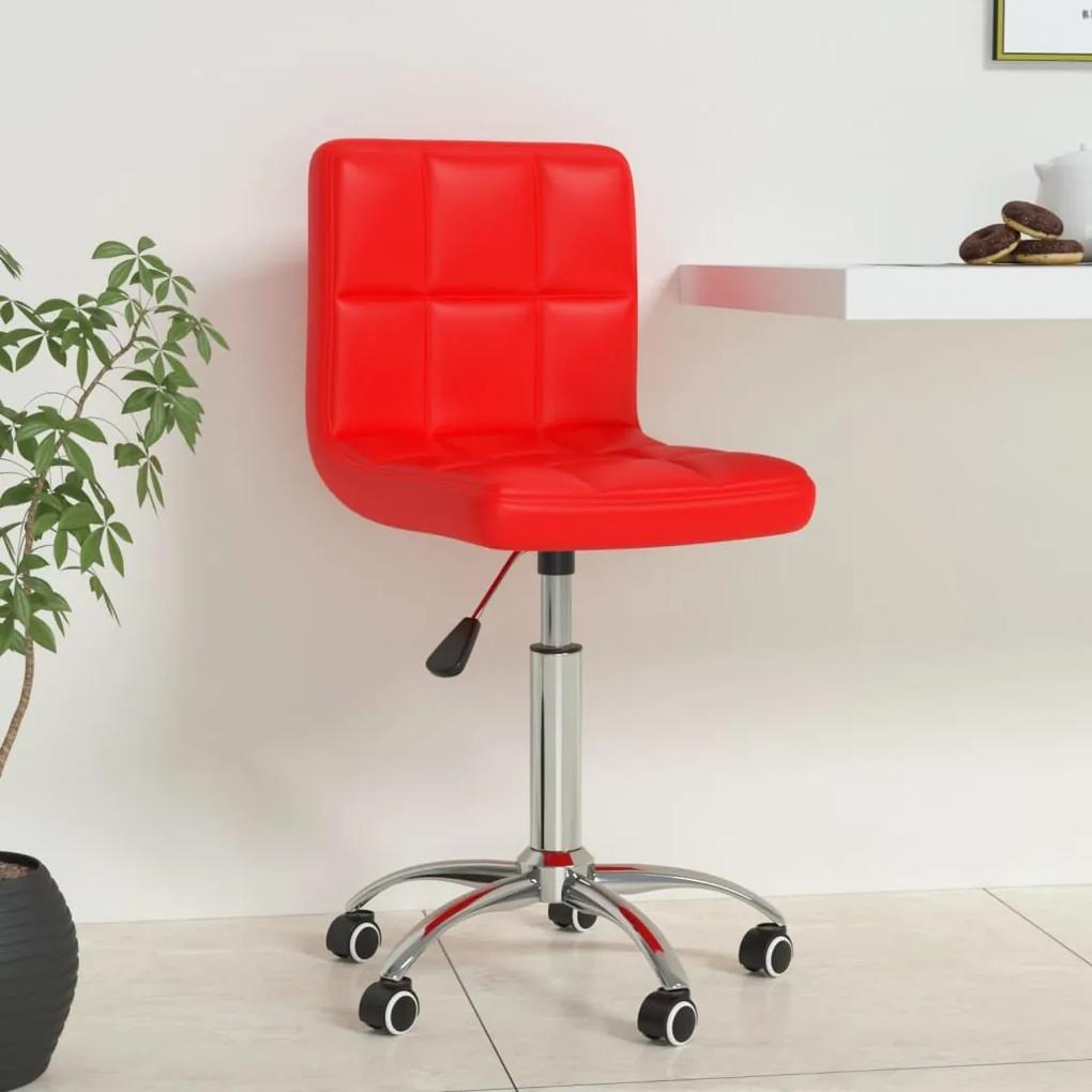 vidaXL Καρέκλα Γραφείου Περιστρεφόμενη Κόκκινη από Συνθετικό Δέρμα