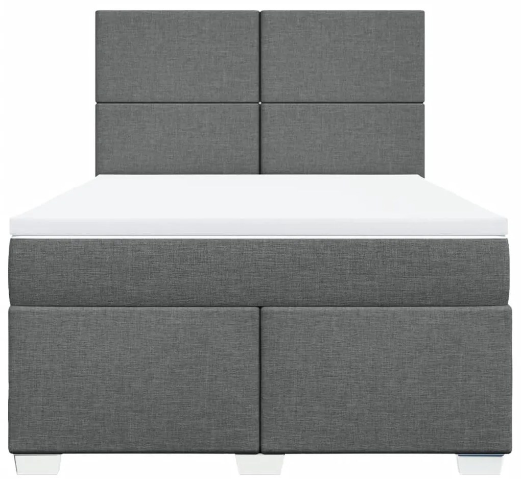 vidaXL Κρεβάτι Boxspring με Στρώμα Σκούρο Γκρι 160x200 εκ Υφασμάτινο