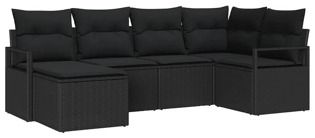 vidaXL Σετ Καναπέ Κήπου 6 pcs Μαύρο Πολυ rattan, βαμμένο ατσάλι