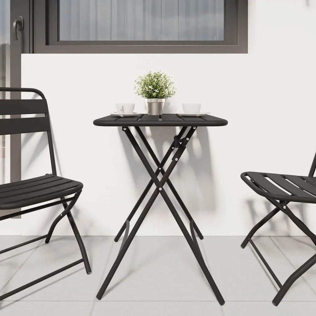 vidaXL Αναδιπλούμενο Τραπέζι Κήπου - Ανθρακί - 55x55x73 εκ. - Χάλυβας