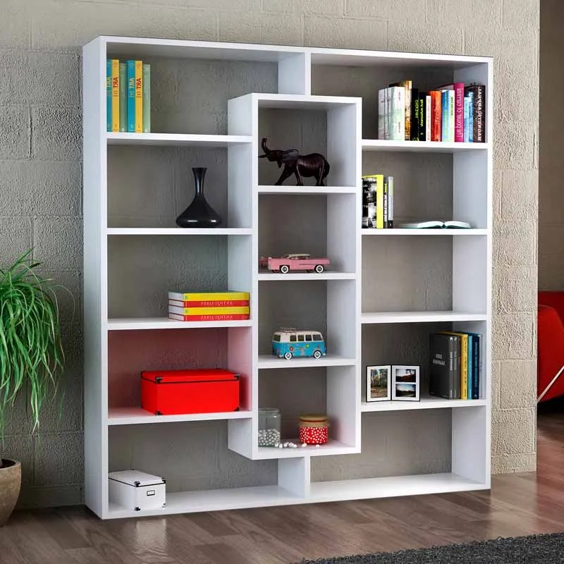 Βιβλιοθήκη Ample Megapap χρώμα λευκό 125x22x135,7εκ.