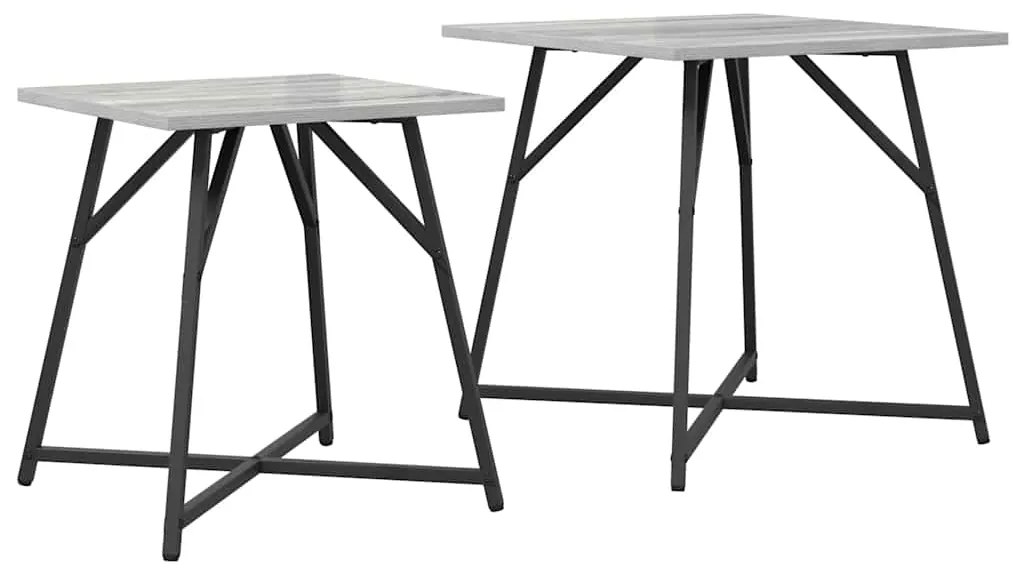 vidaXL Σετ βοηθητικά τραπεζάκια 2 pcs Γκρι σονόμα και Μαύρο