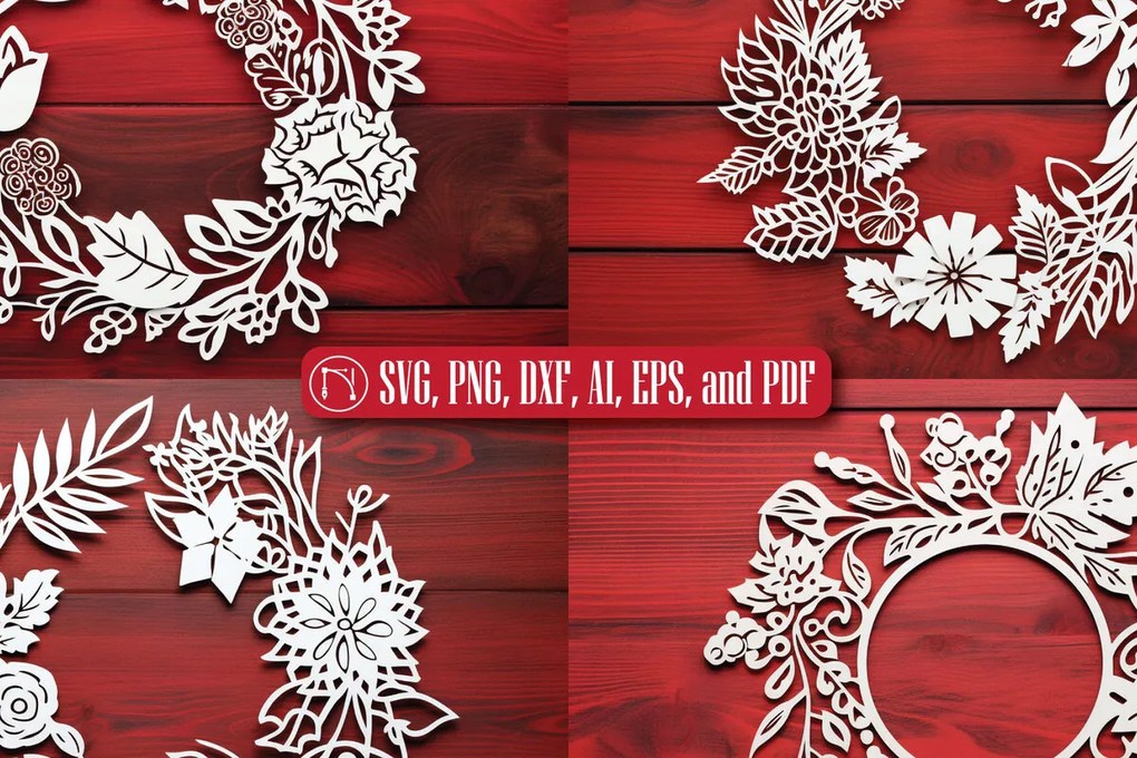 Σετ των 3 Intra απο ξύλο plywood 3mm-4mm πάχος - Χριστουγεννιάτικο στεφάνι στολίδι Πακέτο Δίασταση 4x4 cm INTRAFABR-82603792