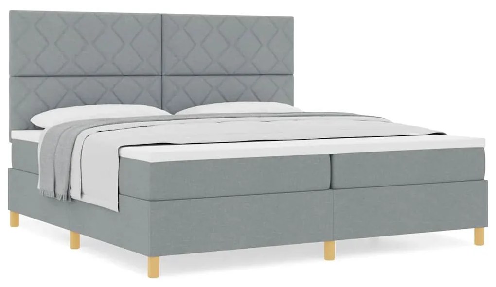vidaXL Κρεβάτι με ελατήρια Ανοιχτό γκρι 200 x 200 cm ύφασμα
