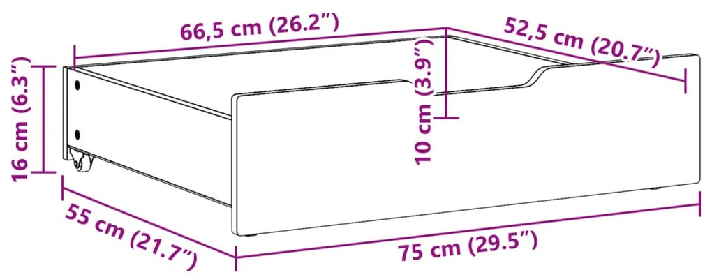 ΣΥΡΤΑΡΙΑ ΚΡΕΒΑΤΙΟΥ ΜΕ ΡΟΔΑΚΙΑ 2 ΤΕΜ. 75X55X16 ΕΚ. ΜΑΣΙΦ ΠΕΥΚΟ 850932