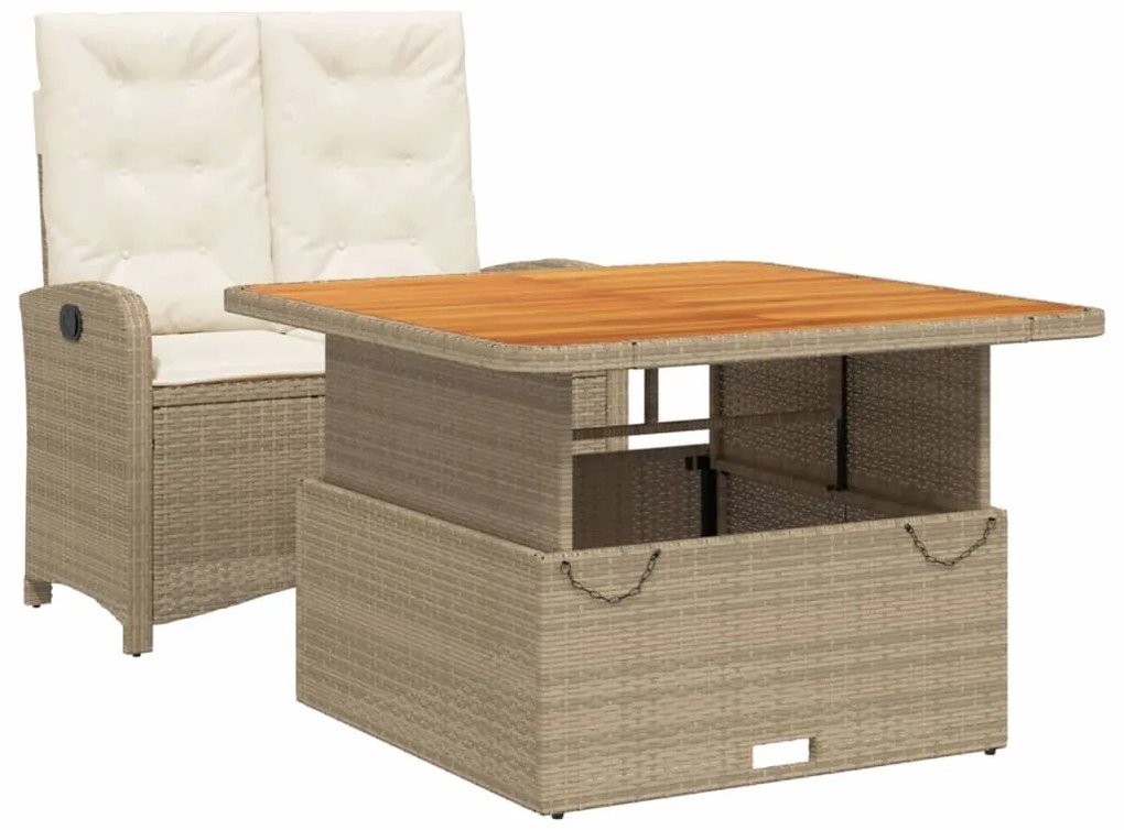 vidaXL Σετ Τραπεζαρίας Κήπου 2 τεμ. Μπεζ Συνθετικό Ρατάν με Μαξιλάρια