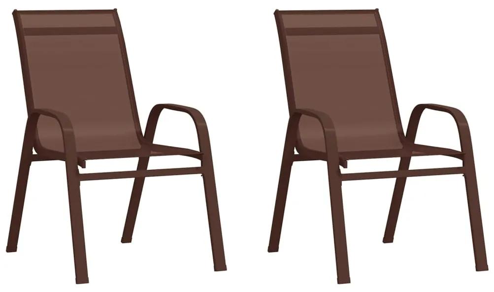 Καρέκλες Κήπου Στοιβαζόμενες 2 τεμ. Καφέ από Ύφασμα Textilene