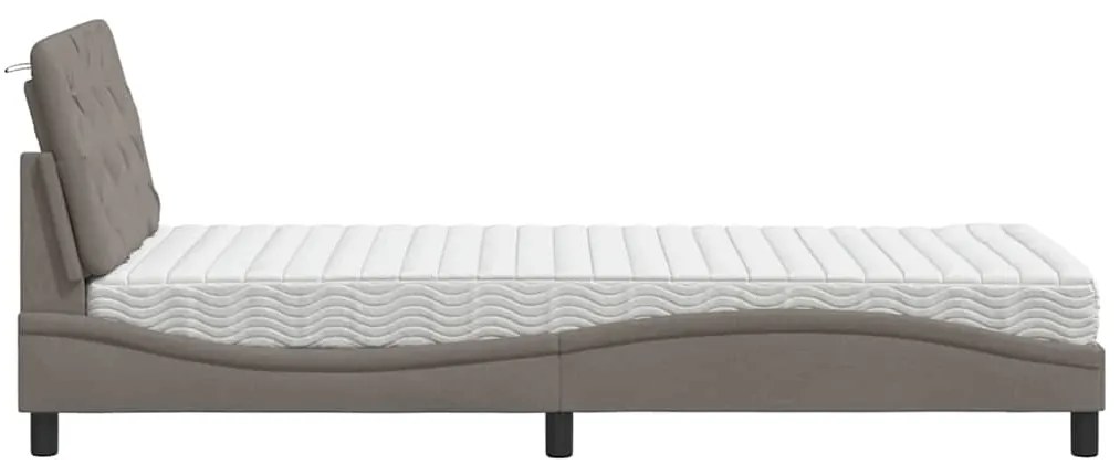 vidaXL Κρεβάτι με Στρώμα Taupe 80x200 εκ. Υφασμάτινο