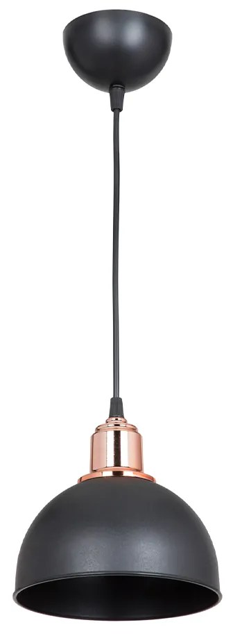 GloboStar® ΗUT 203-0145 Μοντέρνο Κρεμαστό Φωτιστικό Καμπάνα Μονόφωτο 1 x E27 IP20 Μάυρο με Χρυσό Πλαστικό - Μ17.5 x Π17.5 x Υ80cm