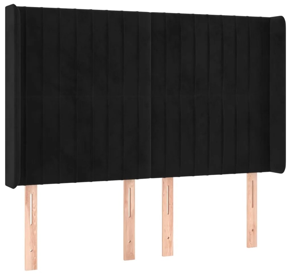 vidaXL Κεφαλάρι με Πτερύγια Μαύρο 147x16x118/128 εκ. Βελούδινο