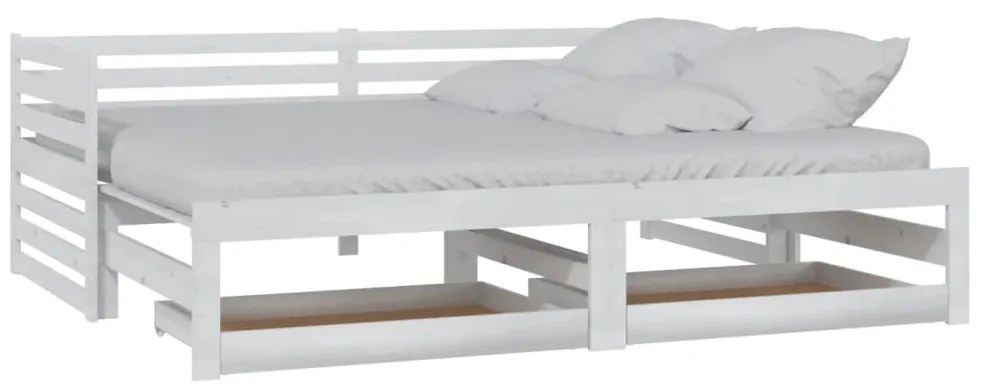 vidaXL Καναπές Κρεβάτι Συρόμενος Λευκός 2x(90x200) εκ. Ξύλο Πεύκου