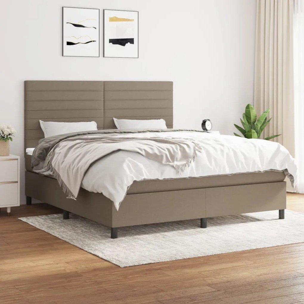 Κρεβάτι Boxspring με Στρώμα Taupe 180x200 εκ. Υφασμάτινο