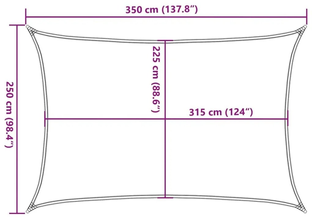 Πανί Σκίασης Κίτρινο 2,5 x 3,5 μ. 160 γρ./μ² από HDPE - Κίτρινο