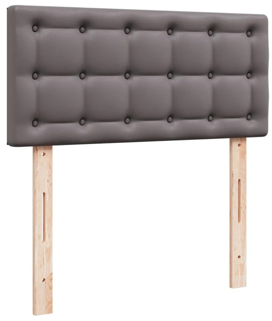 vidaXL Κρεβάτι Boxspring με Στρώμα Γκρι 90x200 εκ. από Συνθετικό Δέρμα