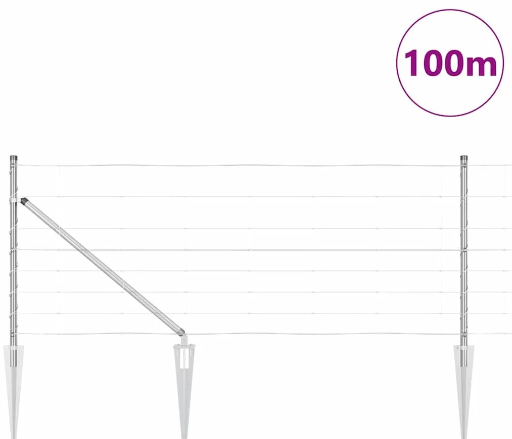 vidaXL Περίφραξη αγρού Ασημί 100 x 0.8 μ Γαλβανισμένος χάλυβας
