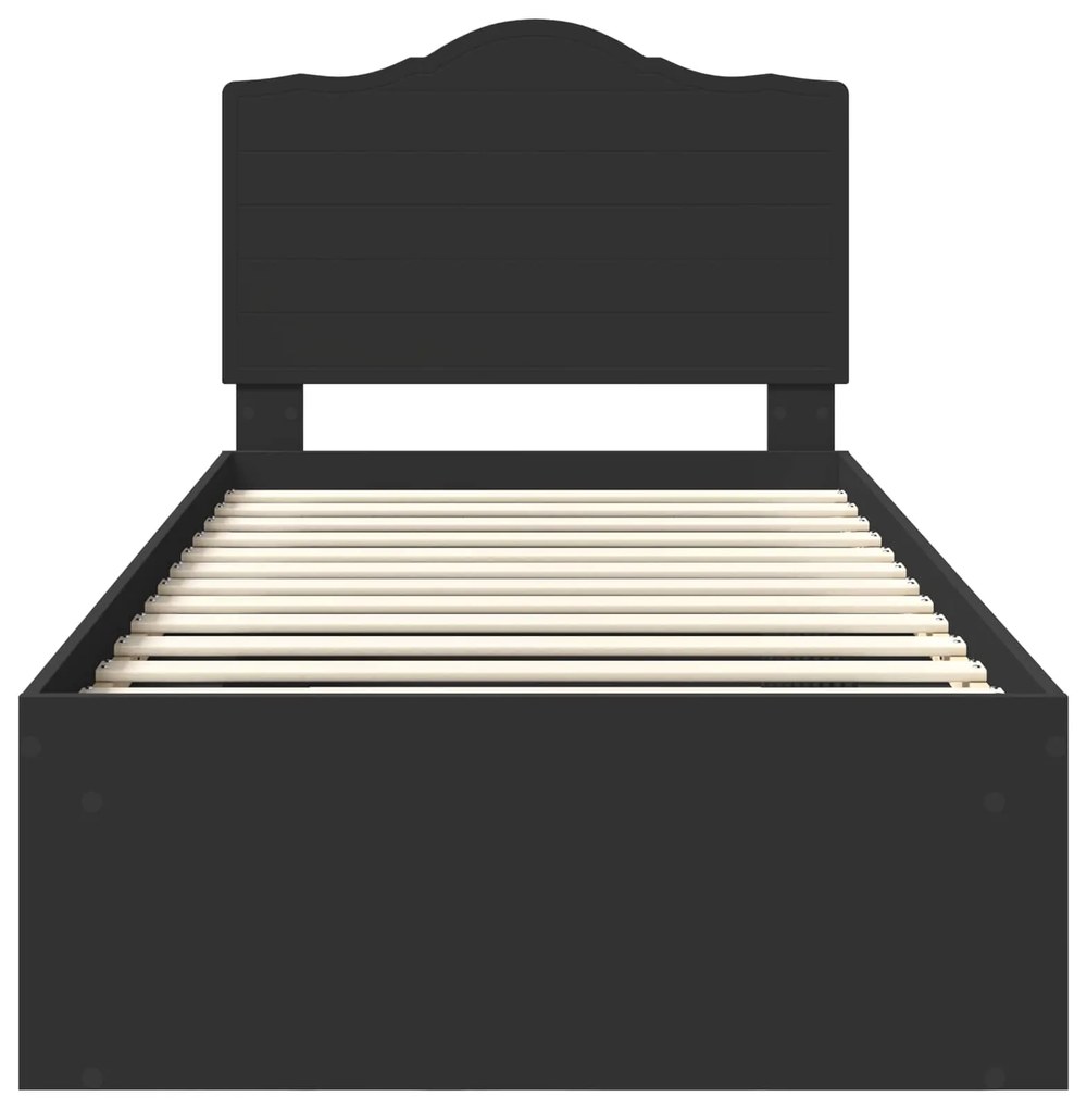 vidaXL Σκελετός Κρεβατιού Μαύρο 90 x 190 cm Στερεά ξυλεία πεύκου