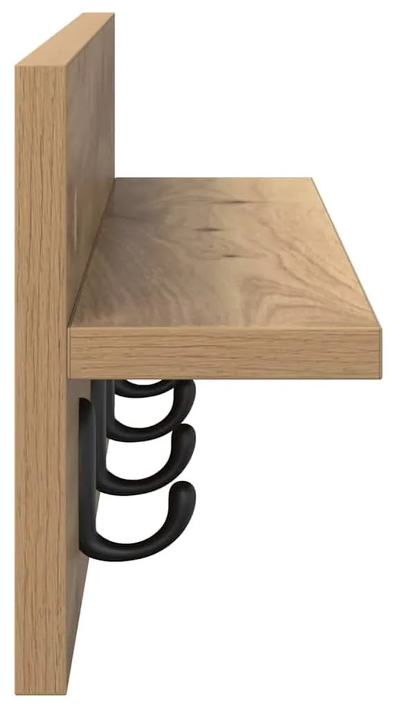 vidaXL Τοίχου Κρεμάστρα με ράφι artisan δρυς 60 x 10.5 x 18 εκ