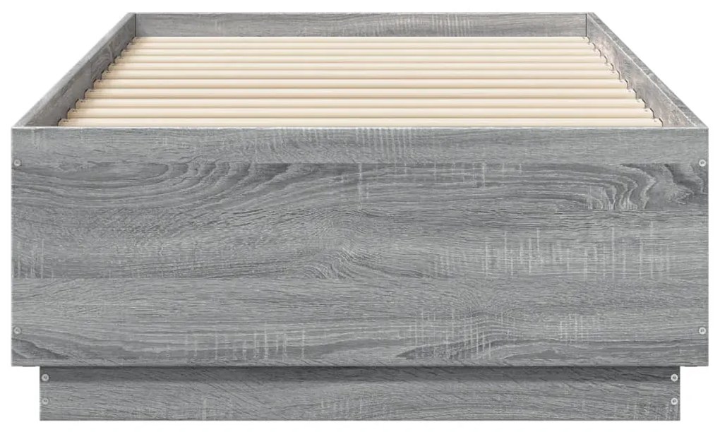 vidaXL Πλαίσιο Κρεβατιού με LED Γκρι Sonoma 90 x 190 εκ. Επεξεργ. Ξύλο