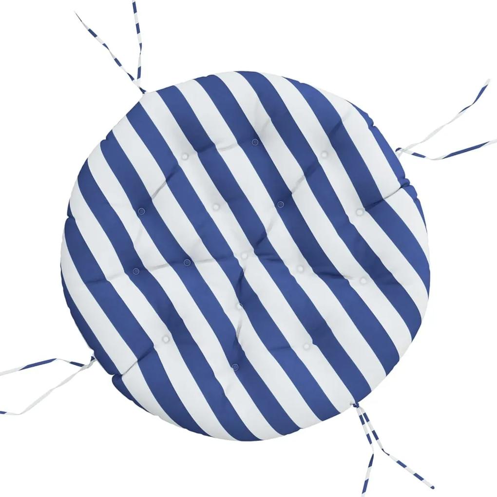 vidaXL Μαξιλάρι Στρογγυλό Μπλε/Λευκό Ριγέ Ø 100 x 11 εκ. Ύφασμα Oxford