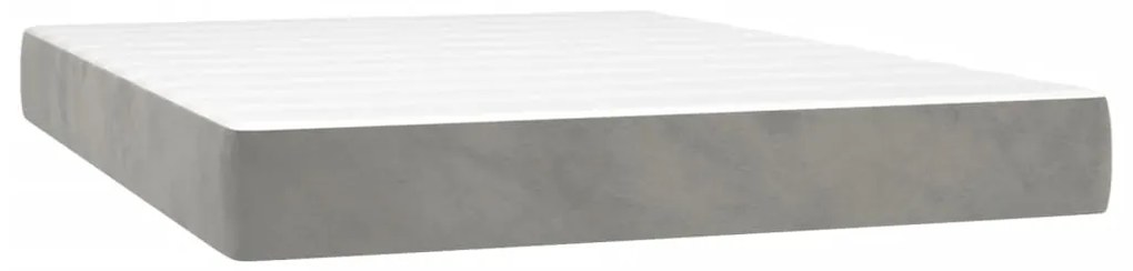 vidaXL Κρεβάτι Boxspring με Στρώμα Ανοιχτό Γκρι 140x190 εκ. Βελούδινο