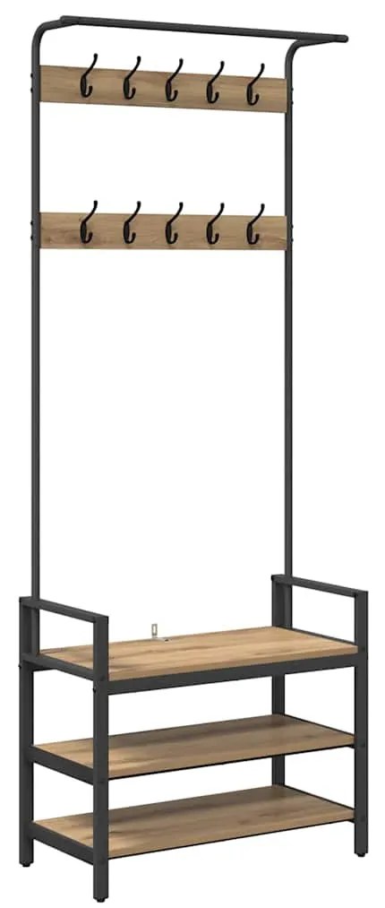 vidaXL Κρεμάστρα artisan δρυς 75 x 34 x 184 εκ Επεξεργασμένο ξύλο
